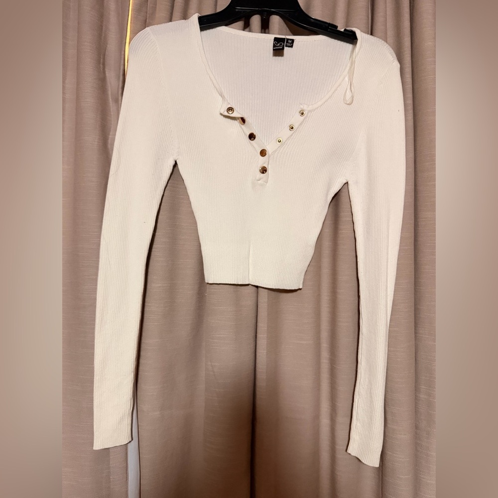 Windsor Cream Long Sleeve Ribbed Top